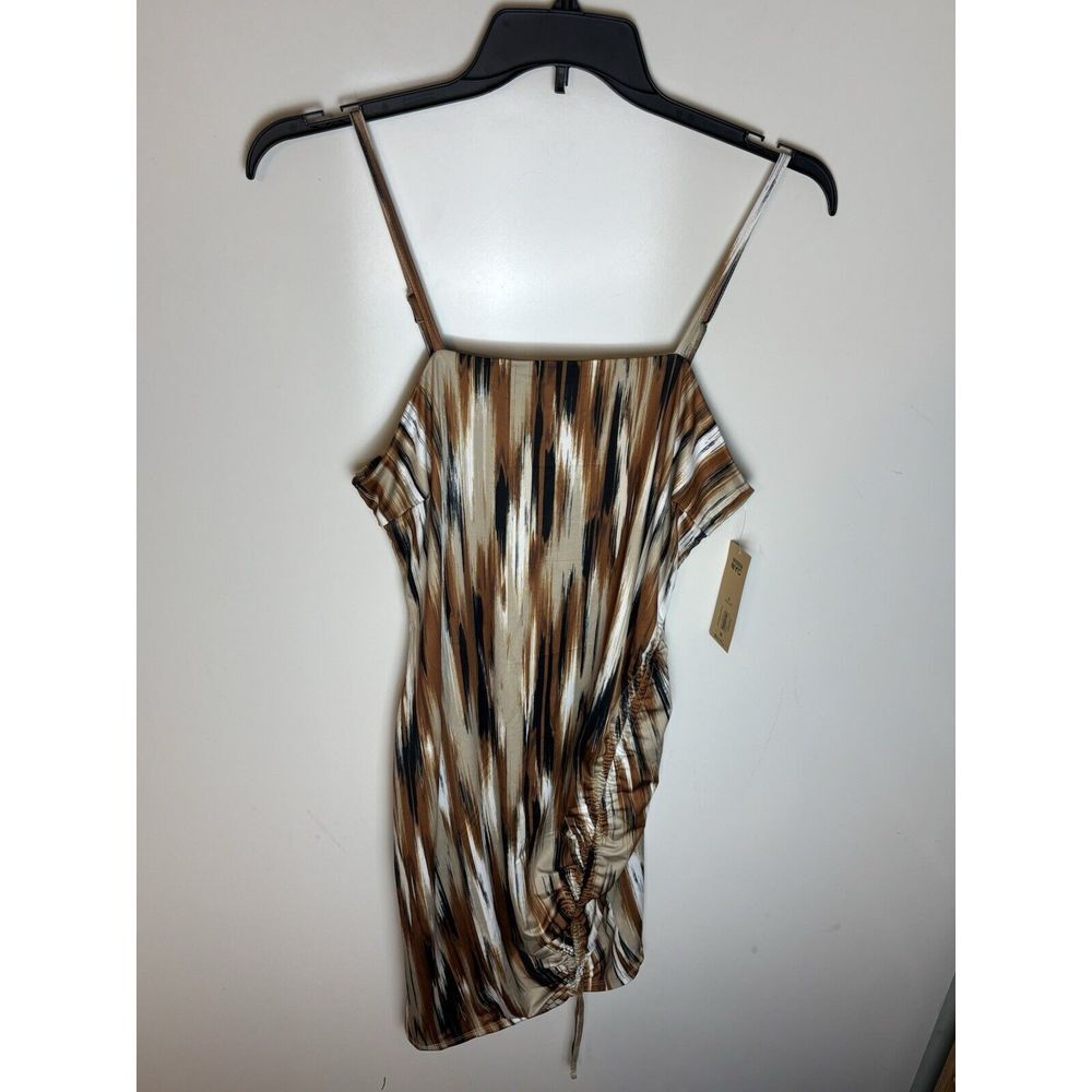 Madden NYC Side Ruched Dress Brown Black‎ & Ivory NWT Size XL (15/17)